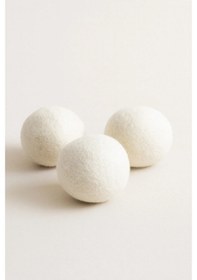 Resim 3'lü Çamaşır Yün Kurutma Topu Krem 