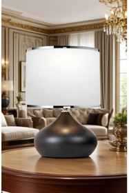 Resim Genel Markalar 2 ADET ELİPS MASA ABAJUR METAL GÖVDE KUMAŞ BAŞLIK AYDINLATMA 