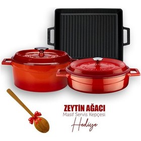 Resim Lava Döküm 6x Trendy Serisi Döküm Demir Tencere Tava Çeyiz Seti 001 