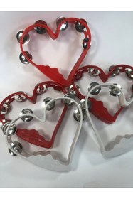 Resim Hobigram Kırmızı Beyaz Kalp Desenli Kına Gecesi Zilli Tef 5 Adet – Kına Eğlence Aksesuarı 