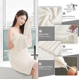 Resim Ekstra Büyük Banyo Çarşafı 4 Parça (88,9 x 177,8 cm) - Ultra Yumuşak Büyük Boy Banyo Havlusu, Banyo Oteli için Banyo Havlusu Seti, Yetişkinler için Peluş Yüksek Emici Hızlı Kuruyan Duş Havlu Seti, 