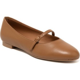Resim Tan Babet Kadın 70p5 Frau Leather Ballet Flats With Strap Acı Kahverengi 