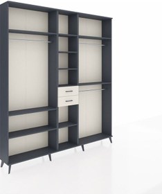 Resim Arges Dolap 10 Raflı 2 Çekmeceli 3 Askılı 220x30x243 Antrasit-antrasit/aytaşı Antrasıt/aytası 