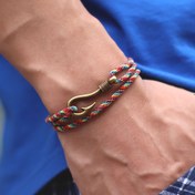 Resim Moda Balık Çengeli Bilezik, Çift Katmanlı Ayarlanabilir Halat Bileziği, Erkek Kadın Aksesuarları Hediyeler 