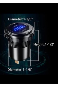 Resim Autoline 12-24volt Araç/tekne/motosiklet Için (quick)hızlı Şarj Voltmetre Usb/type C Portlu 