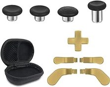 Resim Metal Replacement Thumbsticks for Xbox Elite Controller Series 2 Core,Component Pack Includes 4 Swap Magnetic Joysticks,4 Paddles,1 Standard D-Pads, Accessories Parts for Xbox One Elite 2(Gold) 