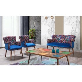 Resim Bienvelle Mavi 2+1+1+Sehpalı Çay Seti (Balkon, Salon, Ofis, Cafe) 