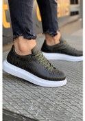 Resim Shoecide Yüksek Taban Günlük Ayakkabı 044 Haki Desenli Haki Desenli Haki - Beyaz 