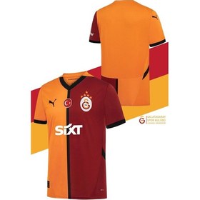 Resim Galatasaray Lisanslı 24/25 Parçalı 5 Yıldızlı Forma + Şal Kaşkol Set Aslan Baskılı Hediyelik Ahşap Kutulu Sarı - Kırmızı 
