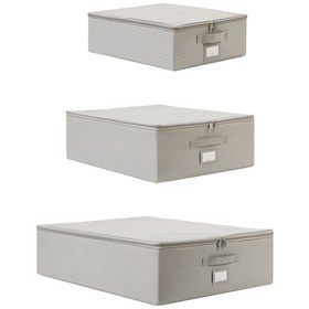 Resim Ocean Home Textile 3'lü Gri Balıksırtı Destekli Hurç Set 31 x 38 x 12 + 45 x 55 x 18 + 55 x 70 x 18 cm 