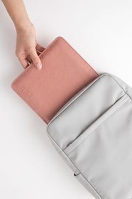 Resim Minimalist 16 İnç Laptop Kılıfı, Vegan Deri, Su İtici Özellikli, Bilgisayar Notebook Laptop Çantası (Toz Pembe, 16 İnç) 