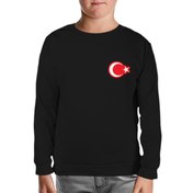 Resim Ay Yıldız - Göğüs Logo Siyah Çocuk Sweatshirt 