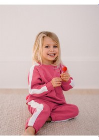 Resim Antebies Organik Pembe Beyaz Kız Bebek Eşofman Takımı Çok Renkli 