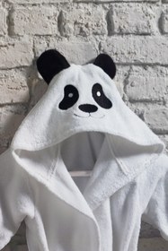 Resim Tanem Home %100 Pamuk Panda Desen Nakışlı Çocuk Bornozu Kız / Erkek 