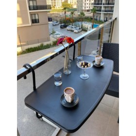 Resim Pratik Balkon Masası, Askılı Balkon Masası, Katlanabilir Masa 40X80 cm 