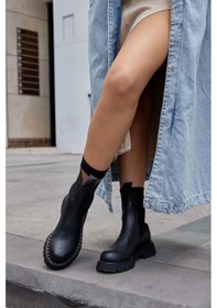 Resim Messina Siyah Hakiki Deri Kadın Bot-siyah Deri Siyah 