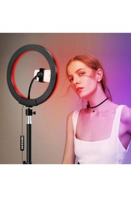 Resim Anyplus 10 Inç Rgb Çok Renkli Led Make Up Selfie Işığı 210 Cm Tripot Selfie Çubuğu Tiktok Işığı AP-MJ-26 