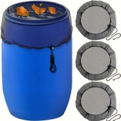 Resim 1 Adet Çekme İpli Yağmur Fıçısı Kapakları - Yaprak & Enkaz Koruma için Dayanıklı Polyester File, Bahçeler, Çimler & Dış Mekanlar için İdeal Yağmur Fıçısı File Kapakları, Dış Mekan Su Geçirmez Veranda Seti Kapakları 