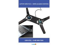 Resim Letsii Katlanabilir Taşınabilir Laptop Soğutucu 60MM Fan ile Hızlı Soğutma 
