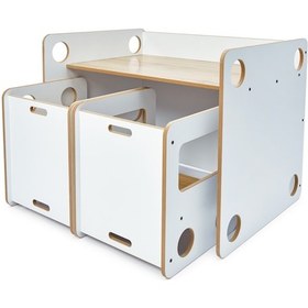 Resim Minera 0-6 Yaş Saka Model Ahşap Montessori Aktivite Oyun Çalışma Masa Ve Sandalye Seti (1 Masa + 2 Sandalye) 
