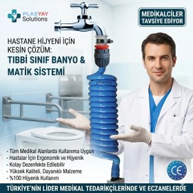 Resim Plasyay Spiral Wc Taharet Hortumu Rekorlu ve Duvara Sabitlemeli 2 Metre Mavi 