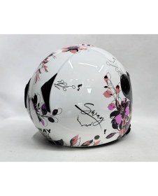 Resim Sway 715 Yarım Kask Iris Pembe Beyaz Renk Aynalı Renkli Vizör 