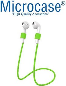 Resim Microcase Airpods Kulaklık ve Şarj Ünitesi için Silikon Kılıf + Kulaklık Askılık + Çengel - Yeşil 