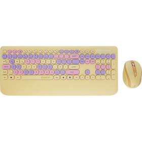 Resim Everest Km-6281 Candy Renkli Tuşlu Sarı Kablosuz Q Multimedia Klavye Mouse Set 