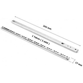 Resim Bilyalı Teleskopik Çekmece Rayı 17 mm x 342 mm 1 Takım 