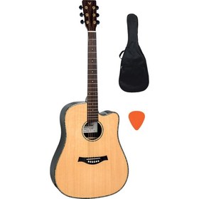 Resim Valler VA555 Solid Top Cutaway Akustik Gitar Parlak Cilalı 