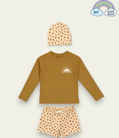Resim My Kids Wear Boneli Bağcıklı Uzun Kol Güneş Korumalı Erkek Çocuk Mayo 