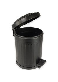 Resim Retro 12 Litre Siyah Paslanmaz Çöp Kovası Siyah 