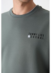 Resim Tommy Life Çağla Casual O Yaka Lastik Paça Pamuklu Erkek Oversize Eşofman Takımı - 85120 Yeşil 