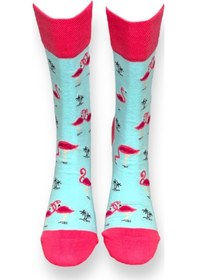 Resim Me-vo Tekli Bebe Mavisi Renkli Bay/bayan Unisex Esnek Nem Alabilen Pamuklu Flamingo Desenli Soket Çorap 