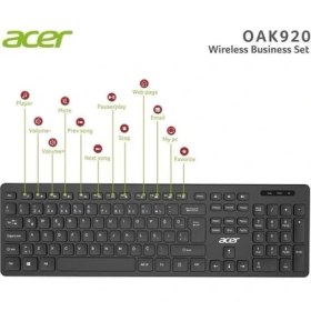Resim Acer OAK-920 Sıyah Kablosuz Q Siyah Lock (Smart Tv- Wıfı) Klavye 2.4ghz Caps 