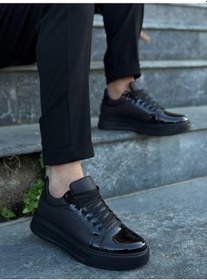 Resim Kb-x46 Kuback Siyah Rugan Yüksek Siyah Taban Günlük Spor Ayakkabı Göründüğü Gibi 
