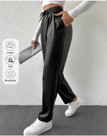 Resim Kene Jeans Kadın Siyah Beli İpli Deri Jeans Siyah 