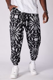 Resim Superbluemexico Unisex Jakar Desenli Pileli Şalvar Pantolon 