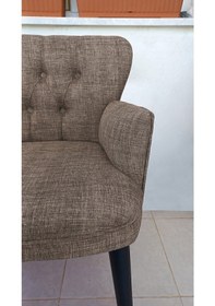 Resim Azra Mobilya Çay Seti Koltuk Takımı - Keten Kumaş - Ahşap Ayak - Balkon Mobilyası- Kahverengi Kahverengi 