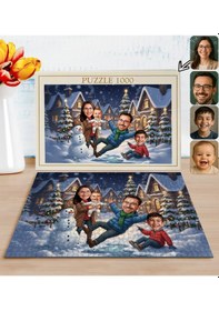 Resim Bk Gift Kişiye Özel Aile Yılbaşı Karikatür Tasarımlı 1000 Parça Profesyonel Puzzle-6, 1000 Puzzle, Yeni Yıl Hediyesi, Yılbaşı Hediyesi Kobitmeyencom35 