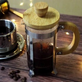 Resim Ahşap Detaylı 350 ml Cam French Press 