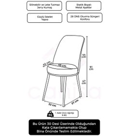 Resim Canisa Dexa Serisi, Üst Kalite Mutfak Sandalyesi, Krem Sandalye, Metal Siyah Iskeletli Krem Sandalye Siyah Ayak 