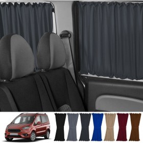 Resim Oto Pandami Fort Tourneo Courier 2014+ Uyumlu Füme Raylı Oto Perde Takımı 