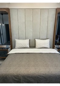 Resim Nevresim Takımı Çift Kişilik & %100 Pamuk Poplin Kumaş Açk Gri Açık Gri 