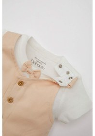 Resim DeFacto Erkek Bebek 2'li Takım Dokuma Kısa Kollu Çıtçıtlı Body Şort C4361A524SMBG287 Bej 