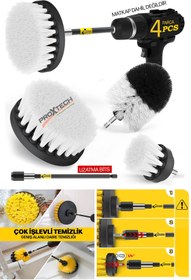 Resim PROXTECH Çok Amaçlı Genel Temizliği 4'lü Araba Bakım Fırçası Tüm Matkaplara Uyumlu Jant Lastik Kotuk Kit 