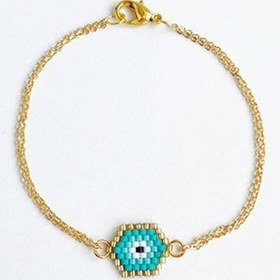 Resim Nevoaccessory Yeşil Nazar Boncuğu Miyuki Charm Bileklik Çok Renkli 