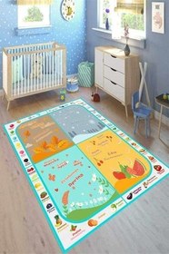 Resim Punto Kaymaz Dot Tabanlı Yıkanabilir Antibakteriyel Dijital Baskı Çocuk Halısı, CK-10177A-PNT-120X300 