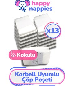 Resim HappyNappies 15/16lt Uyumlu Yerli Malı Çöp Poşeti - 13 Paket - 6500 Adet Bebek Bezi Kapasitesi 