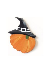 Resim Cadı Şapkalı Balkabağı Bardak Altlığı Turuncu 